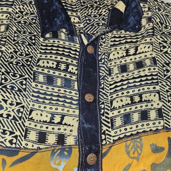 Vintage We Be Bop Shirt Womens 1X Tye Dye Floral Retro Button Blouse Boho 90s - Picture 6 of 11